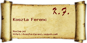 Koszta Ferenc névjegykártya
